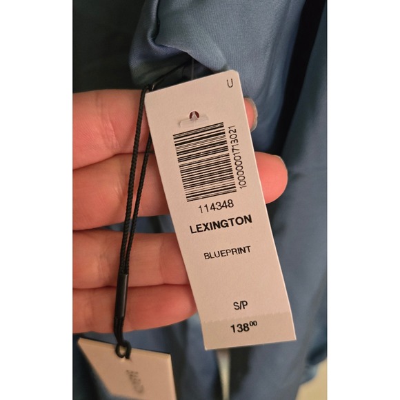 Babaton Lexington Dress Small Blue Long Sleeve Satin Shirt Dress Small NWT $ 139 - Picture 7 of 10